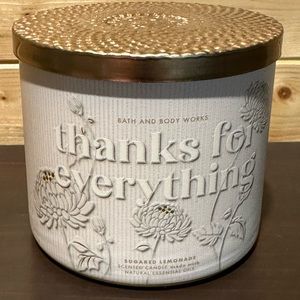 Brand new Thanks for Everything bath and body works sugared lemonade candle
